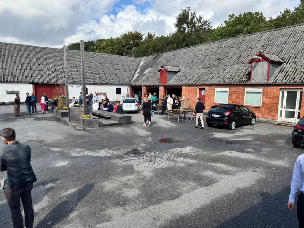 Gæster i gården til en sommerfest